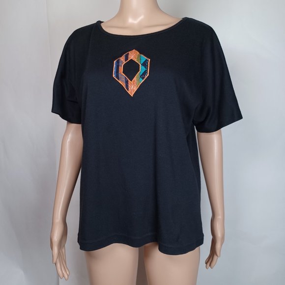 Rafael Womens Black Southwestern Jacket & T-Shirt Large Conchos Liner Zip Up Vtg - Picture 9 of 16